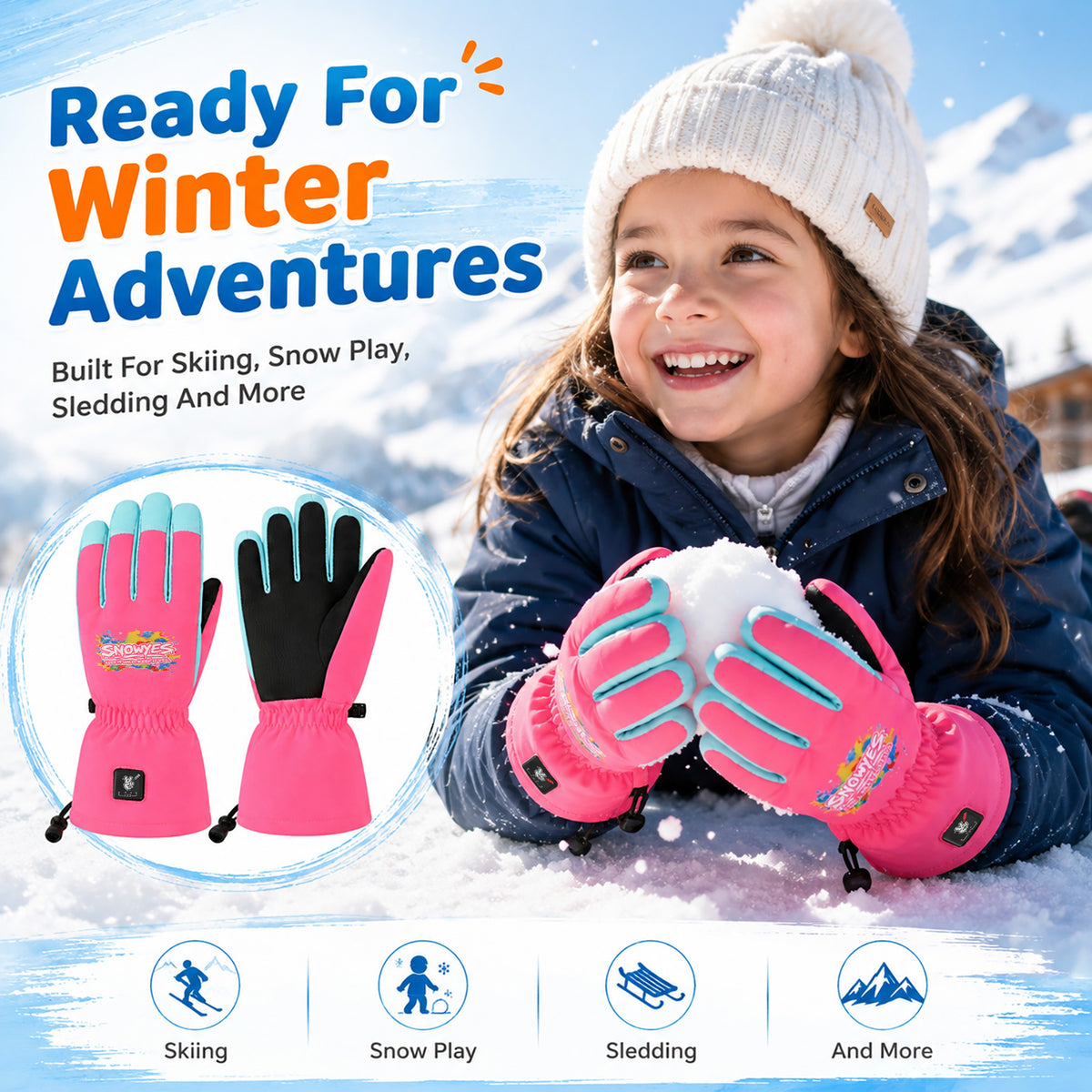 Kids Heated Ski Gloves – Wild Splash