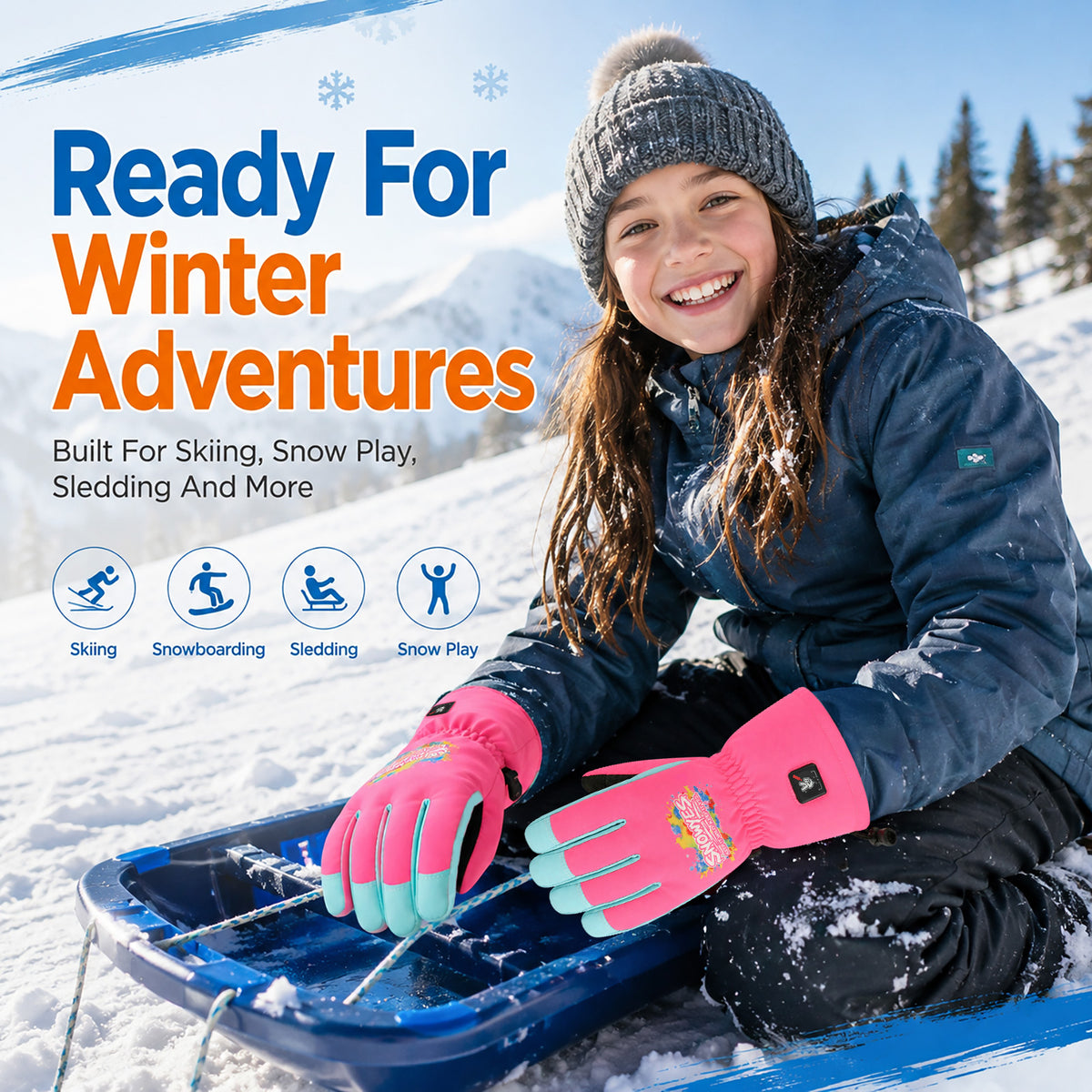 Kids Heated Ski Gloves – Wild Splash