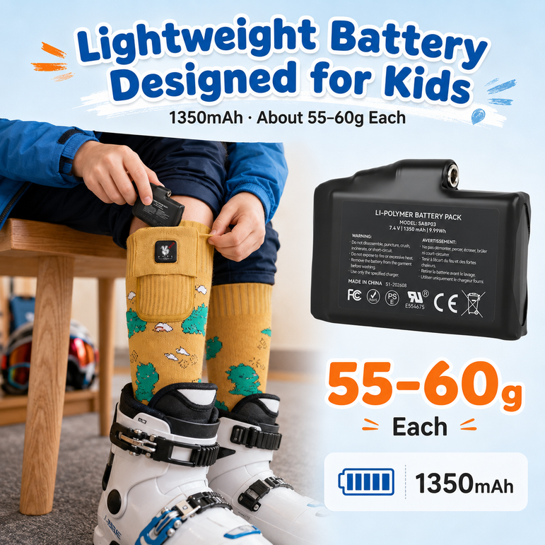 Dinosaur Kids Heated Ski Socks