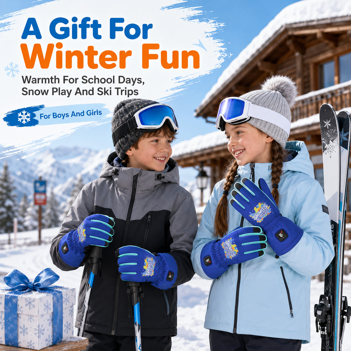 Kids Heated Ski Gloves – Wild Splash