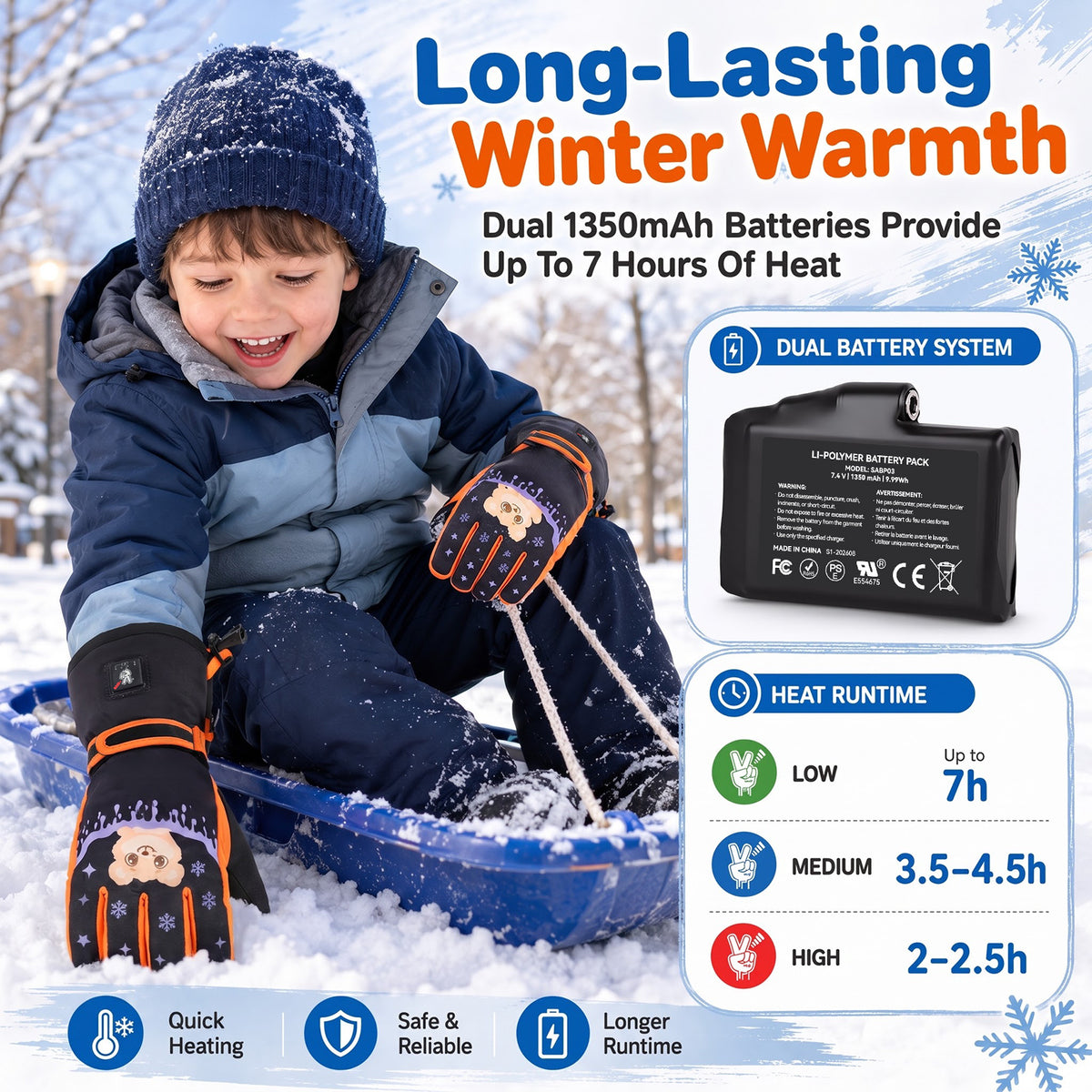 Kids Heated Ski Gloves – Arctic Bear