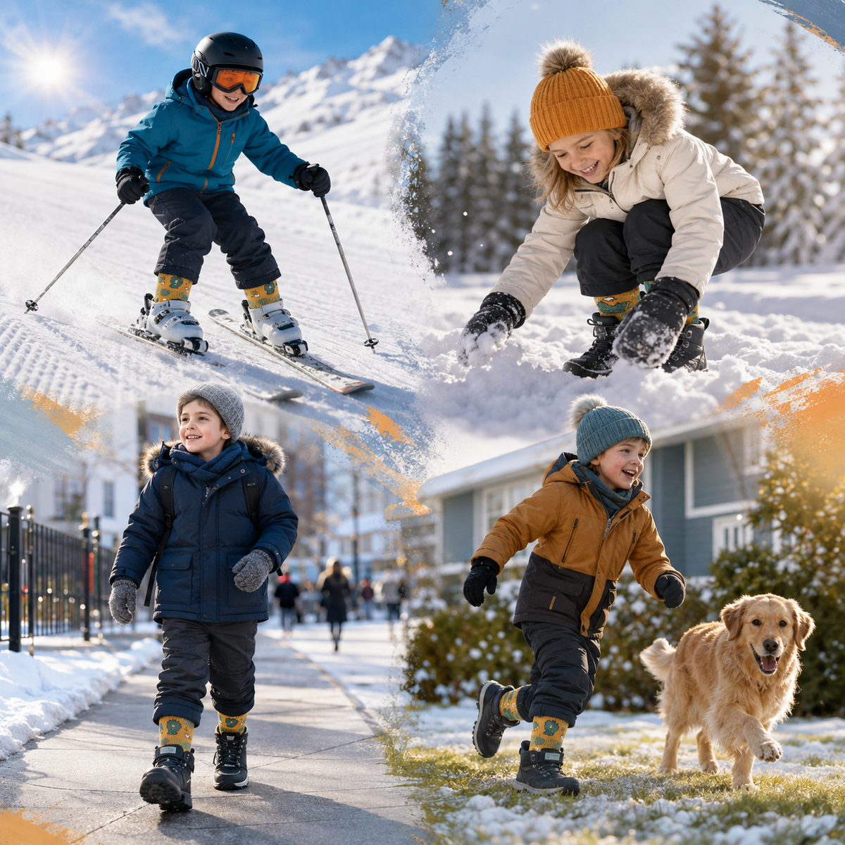 Dinosaur Kids Heated Ski Socks