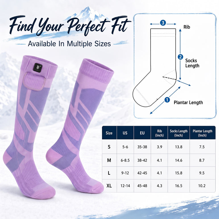 Moisture-Wicking Grip Heated Ski Socks