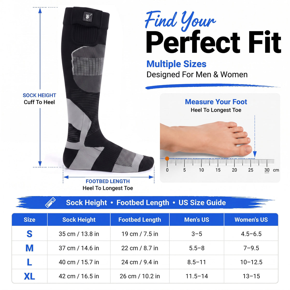 Shin Cushion Heated Ski Socks