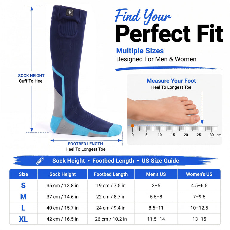 Heat-Transfer Support Heated Ski Socks
