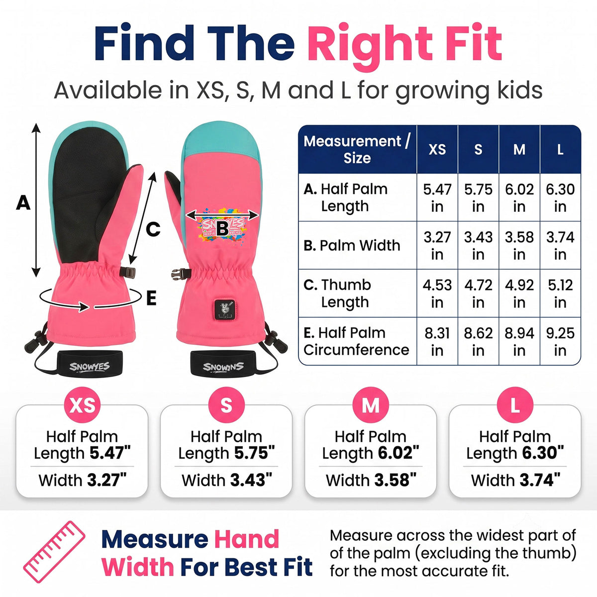Kids Heated Ski Mittens – Candy Splash