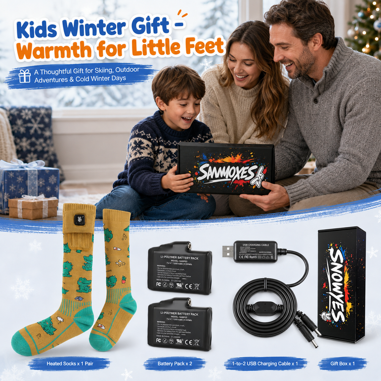 Dinosaur Kids Heated Ski Socks