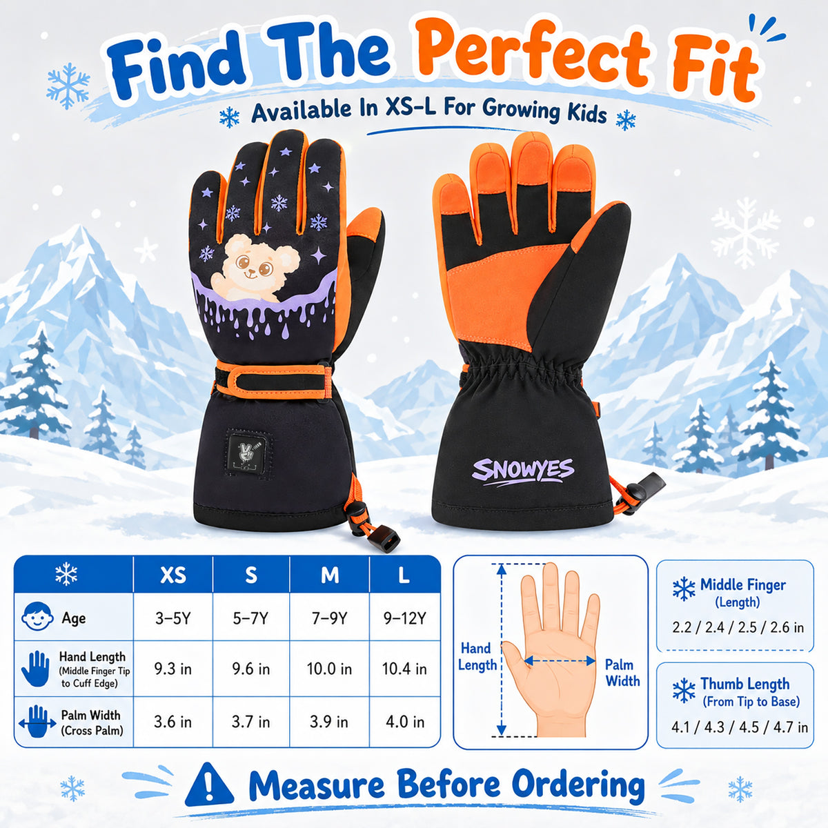 Kids Heated Ski Gloves – Arctic Bear